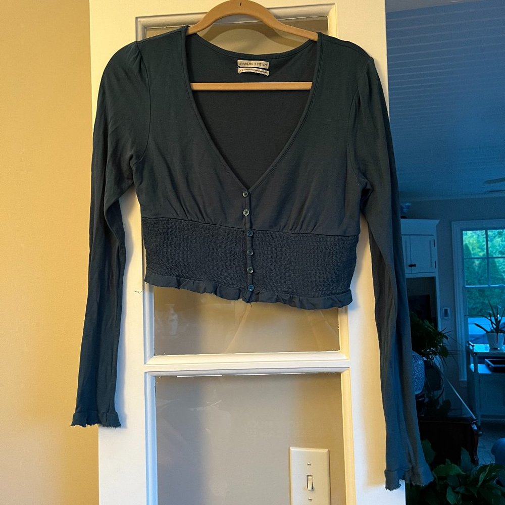 Urban Outfitters Teal Long Sleeve Crop-Top